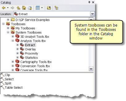 The Toolboxes node in the Catalog tree