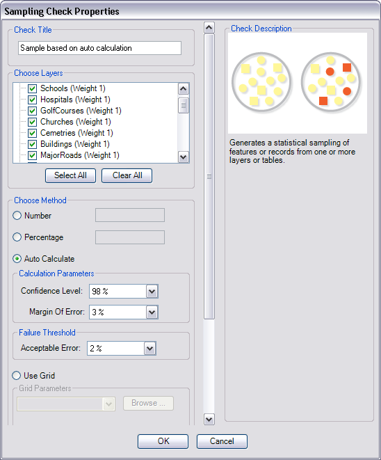 Sampling Check Properties dialog box