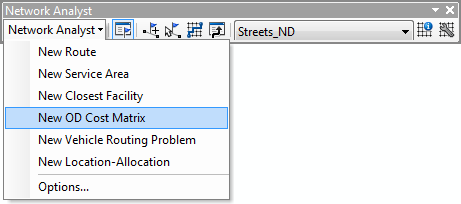 Choosing New OD Cost Matrix