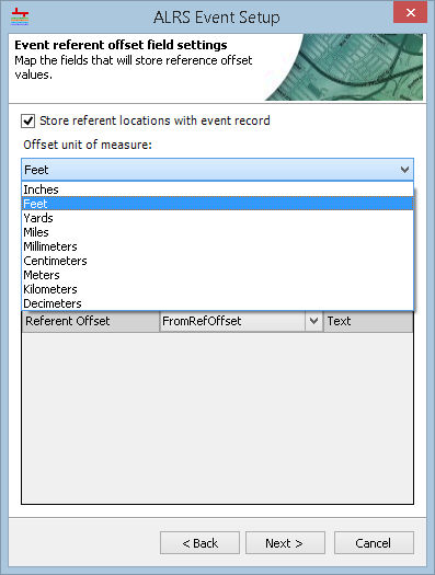 Selecting offset unit of measure