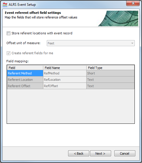 Event referent offset field settings