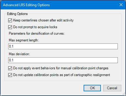 Advanced LRS Editing Options dialog box