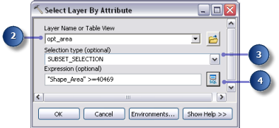 Select By Attribute tool parameters