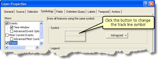 Click the large button to change the track line symbol.