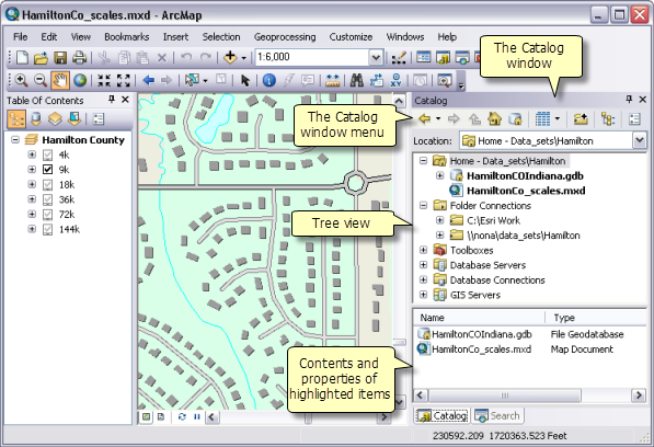 The Catalog in ArcMap