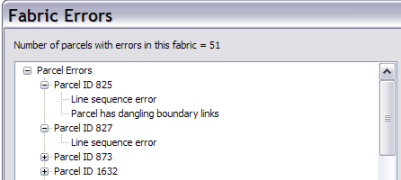 Parcel fabric errors