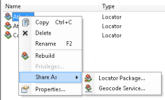 Locator Share As context menu