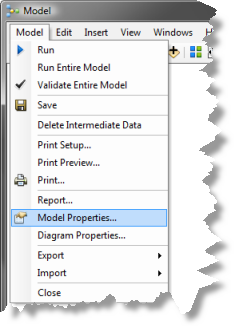 Open model properties dialog