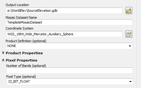 Create the template mosaic dataset