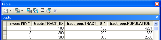 Joined table showing the field names prefixed with the table name