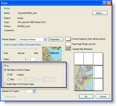 Tiling a map for printing