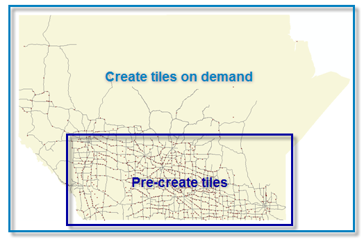 A map showing how commonly viewed areas can have tiles pre-created