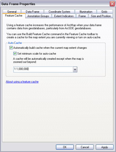 Using the Data Frame Properties dialog box to set the auto-cache