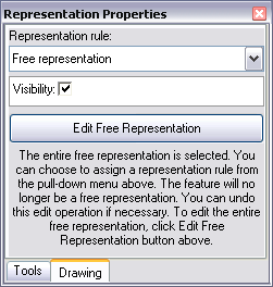 The Representation Properties window when more than one sub-element of a free representation is selected.