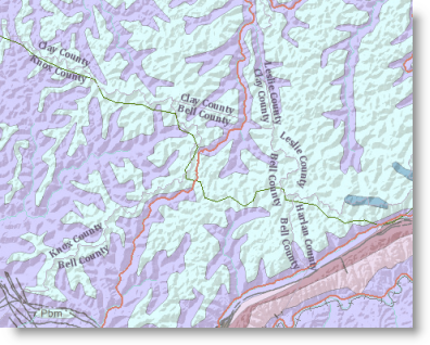 A geology map with multiple basemap layers