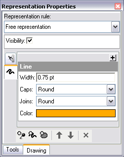 The Representation Properties window now shows the rule of the selected segment.