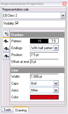 The Drawing tab of the Representation Properties window.