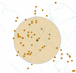 Standard distance and mean center of a group of points