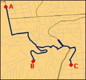 Shortest path between points along a network