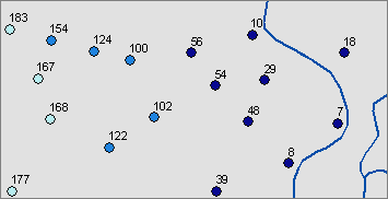 Distance to river added to points using the near tool