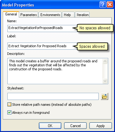 Changing general properties