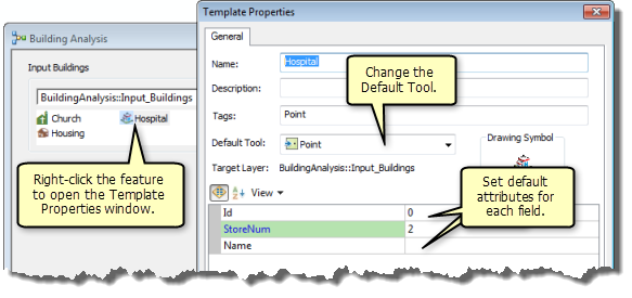 Setting the default attributes for a feature