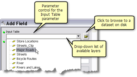 Parameter control for input table