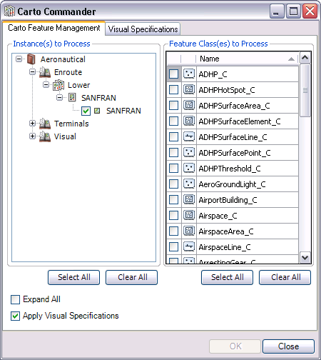 Carto Commander dialog box