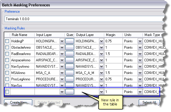 The Batch Masking Preferences dialog box with a new rule added