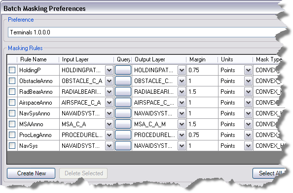 Batch Masking Preferences dialog box