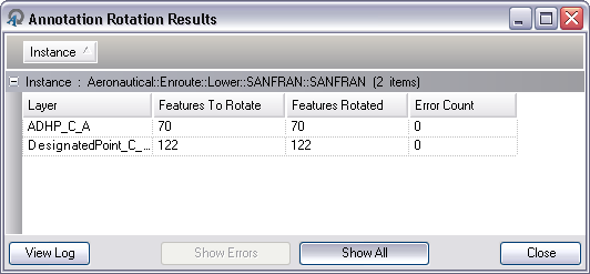 Annotation Rotation Results dialog box