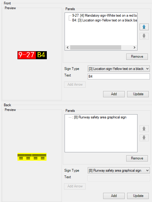 Manage Airport Signs dialog box