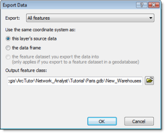 The Export Data dialog box