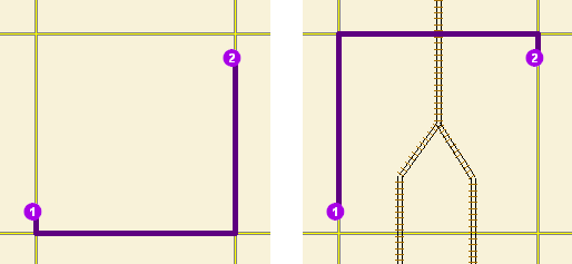 Two maps demonstrate how added cost barriers affect a route analysis.