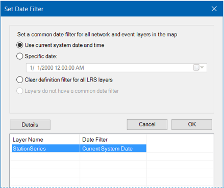 Set Date Filter dialog box