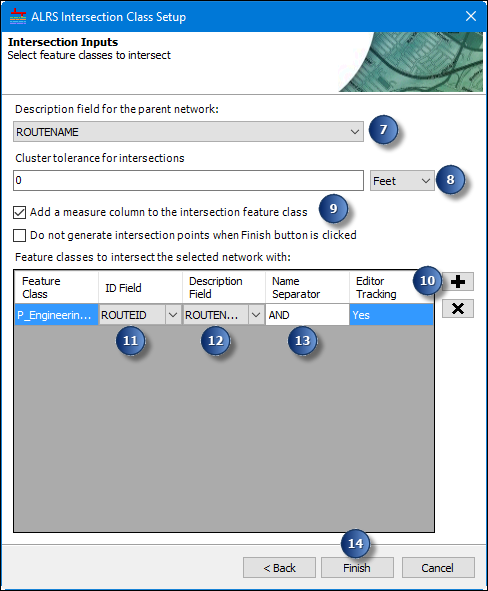 Intersection Inputs dialog box