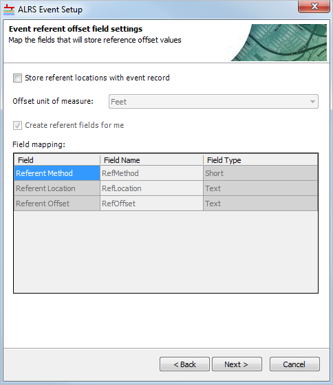 Event referent offset field settings