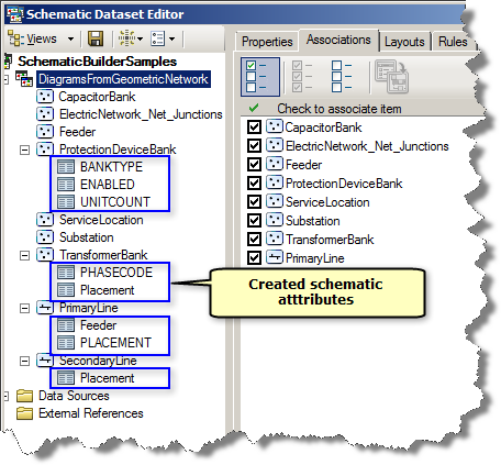 Created schematic attributes