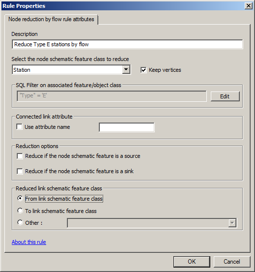 Node Reduction By Flow rule properties page specified to reduce the red station nodes