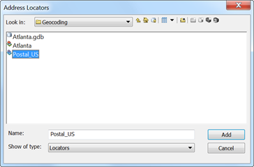 Address Locators dialog box