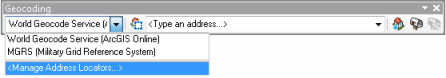 Geocoding toolbar with default locators