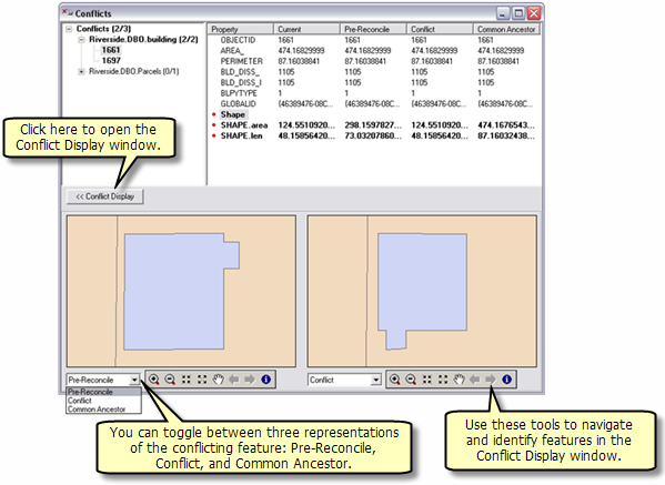 Using the Conflict Display window