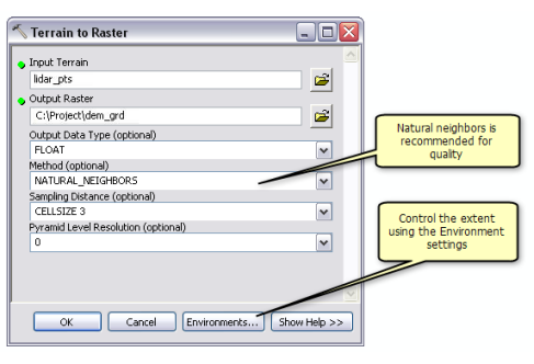 Terrain to Raster dialog box