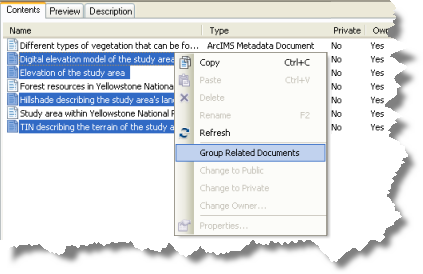 Establish relationships between all selected documents.