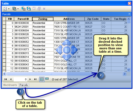 Dock tables within the Table window to view multiple tables at once.