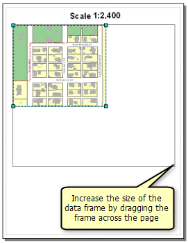 Increase the size of the data frame by dragging the frame across the page.