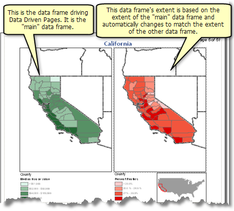 Example of deriving data frame extent from Data Driven Pages