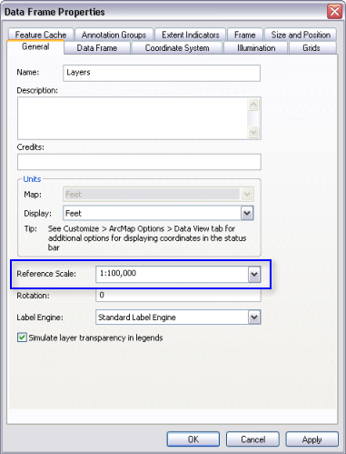 Setting a reference scale for symbols and text