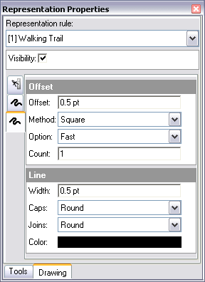 Selected feature representation following a representation rule