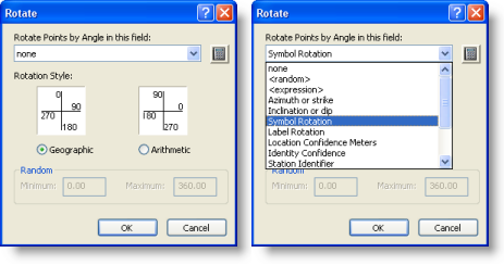 Setting the field used to rotate point symbols